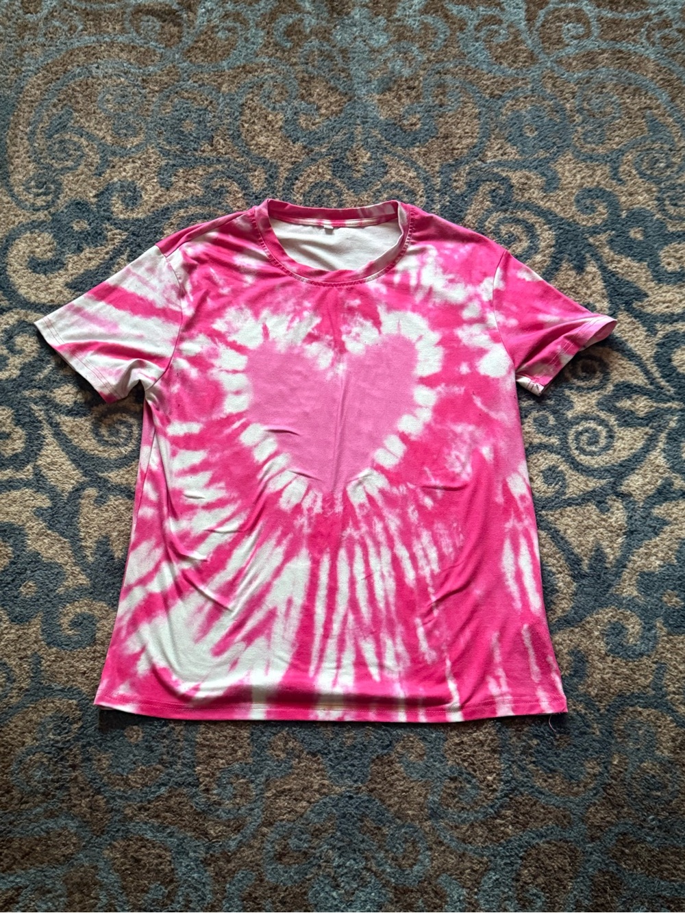 Amazon Pink and White Tie-Dye Short Sleeve Tee